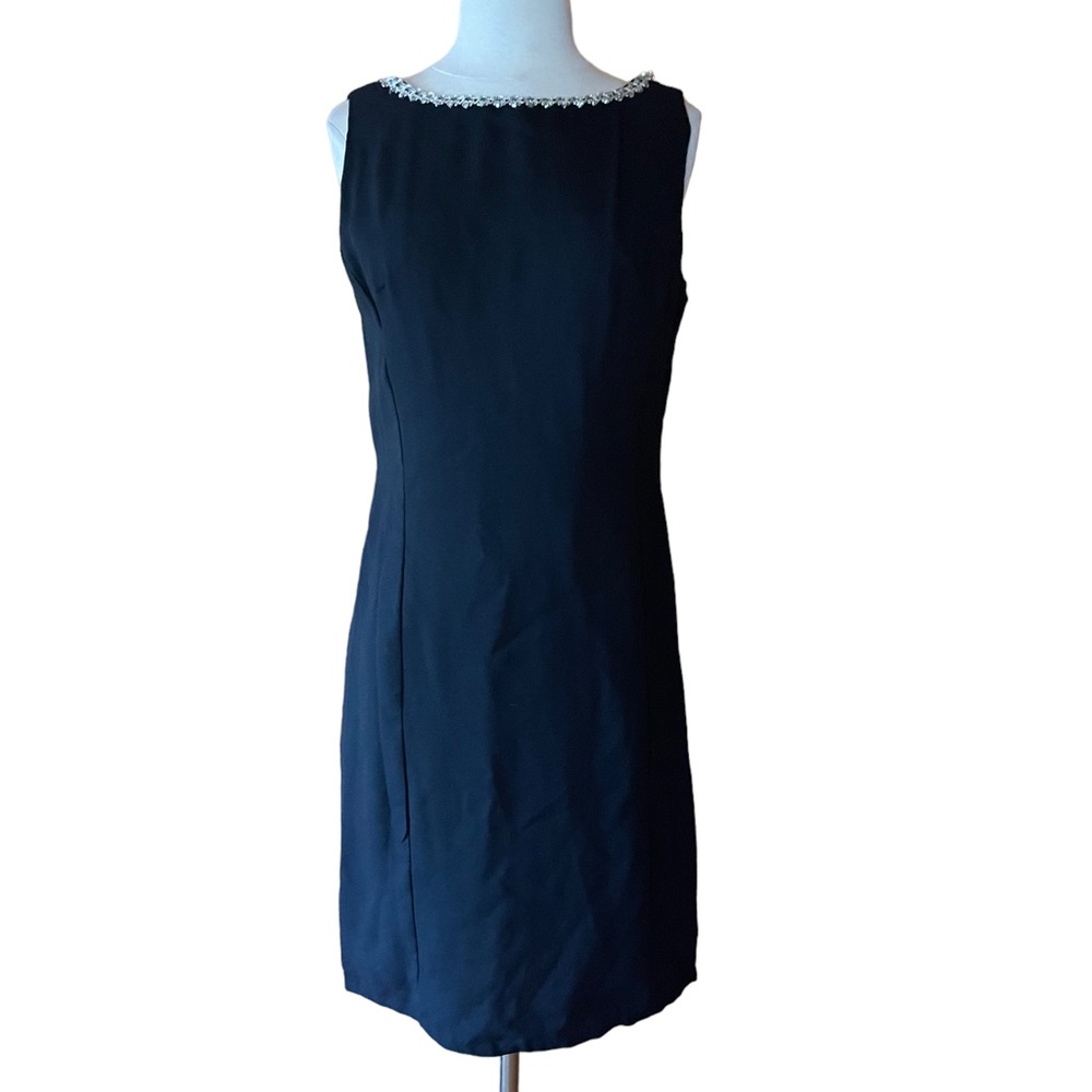 1950s‎ Unlabeled Sequin, Rick Rack Trim, Back Bow, Metal Back Zip Cocktail Dress